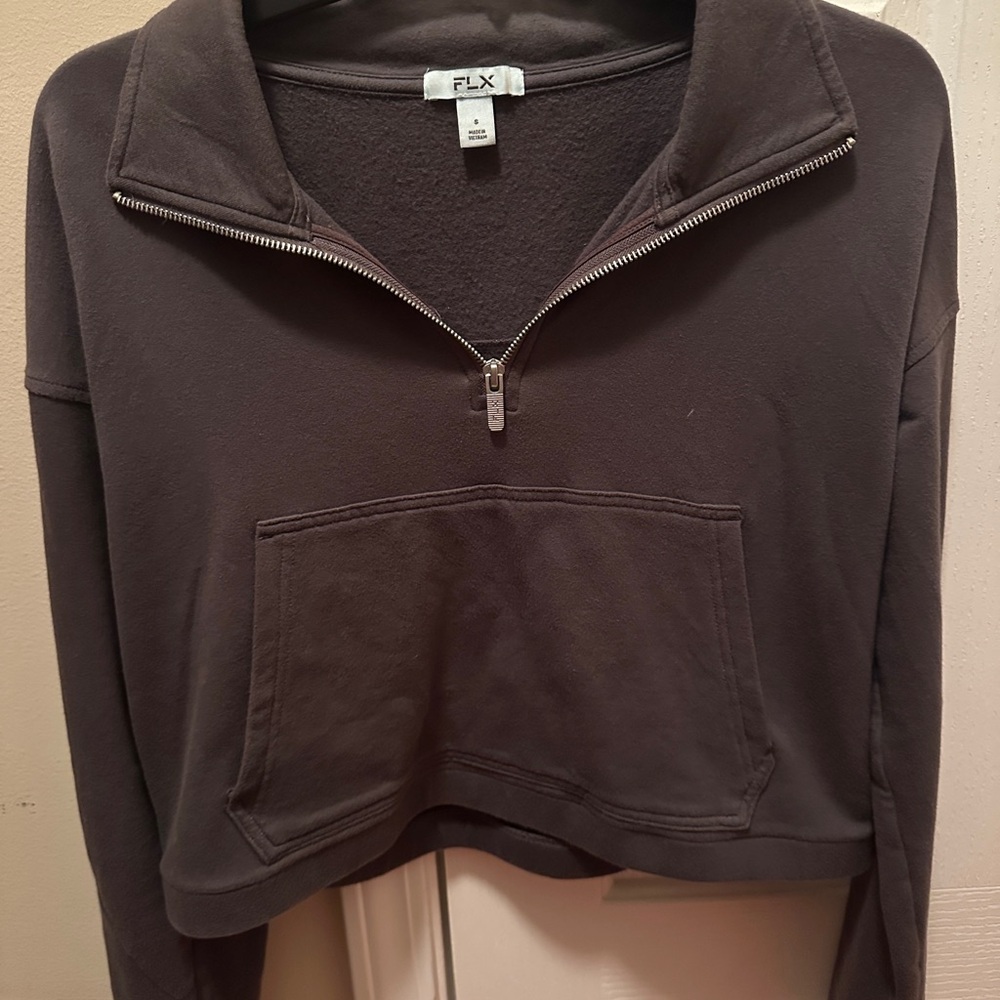 Women's Black Cropped Half-Zip
